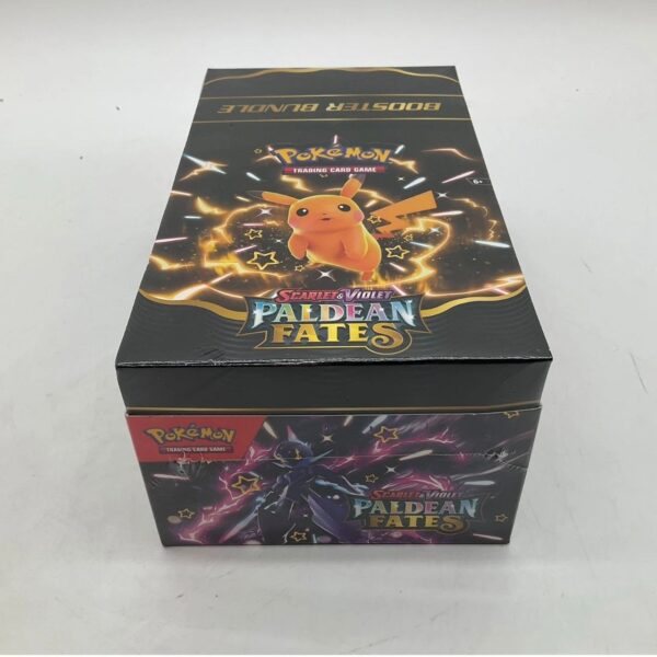 pokémon tcg “scarlet & violet: paldean fates” booster bundle display box.